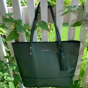 Deep Forest Green Cole Haan Tassel Tote Bag